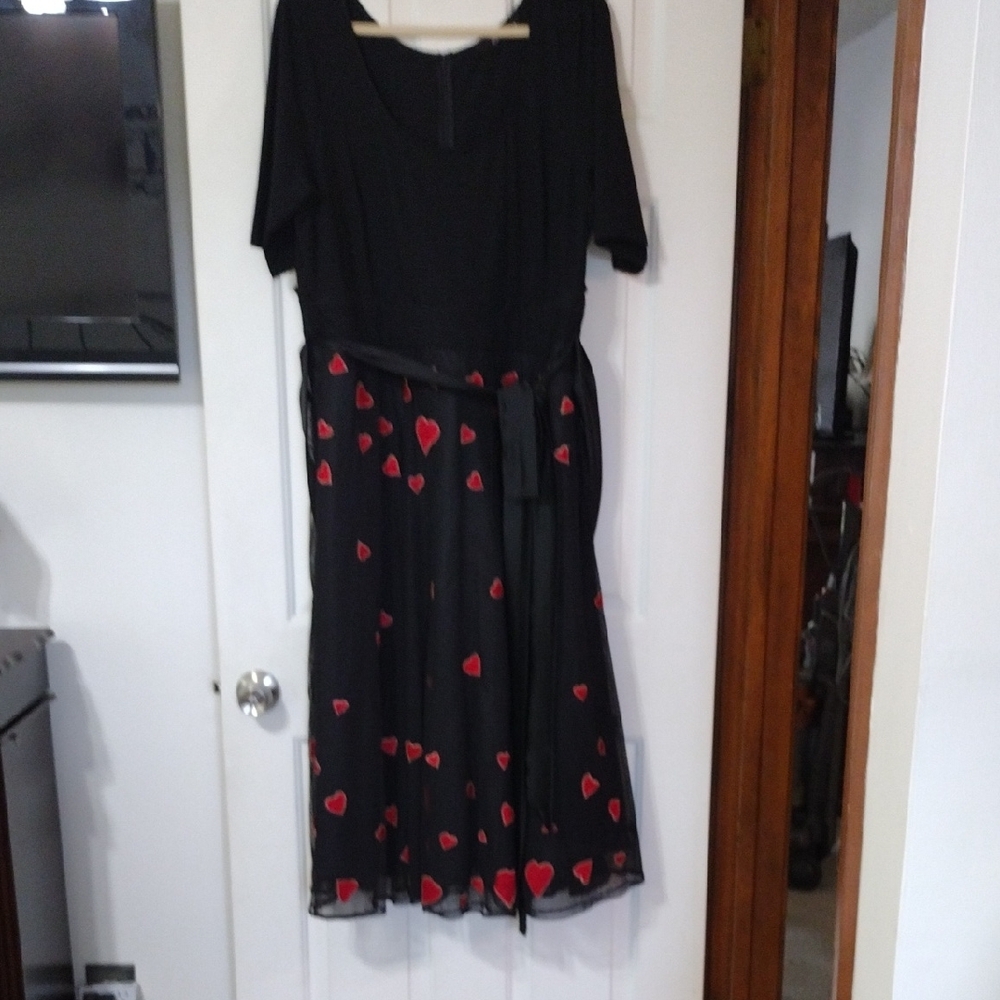 eShakti  Dress Black with Red Heart Accents